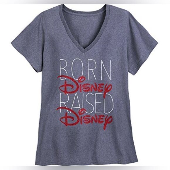 Disney V neck T shirt "born disney raised disney " - Picture 1 of 5
